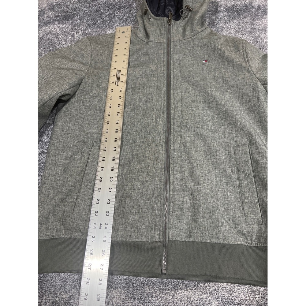 Tommy Hilfiger Mens Softshell Hooded Jacket Grey Full Zip Size Medium - Picture 3 of 15